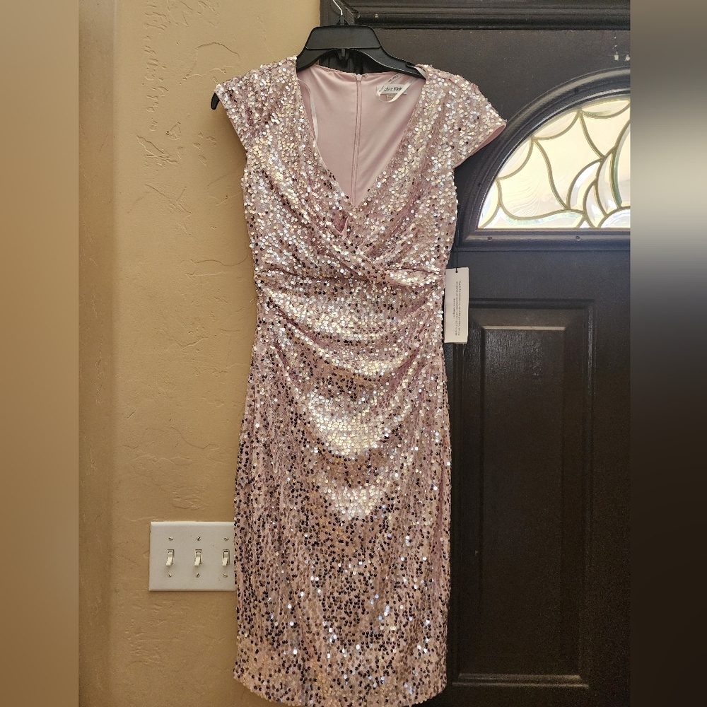 Calvin Klein Rose Gold Sequin Midi Dress